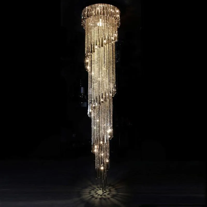 Modern Chandelier For Smoky Gray Crystal Luxury Fixtures Long Interior Stairway Lighting Corridor Chandelier Villa light