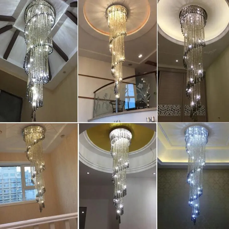 Modern Chandelier For Smoky Gray Crystal Luxury Fixtures Long Interior Stairway Lighting Corridor Chandelier Villa light