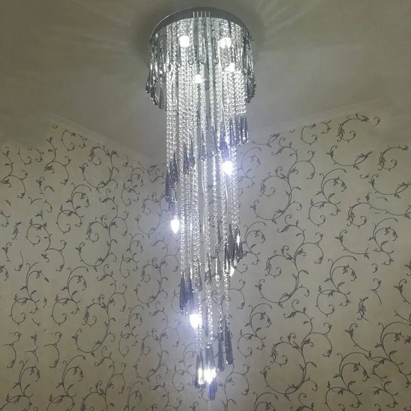 Modern Chandelier For Smoky Gray Crystal Luxury Fixtures Long Interior Stairway Lighting Corridor Chandelier Villa light