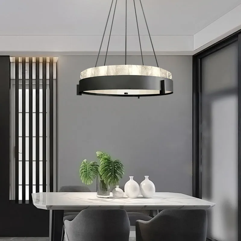 Modern LED marble ring chandelier creative chandelier villa chandelier living room bedroom kitchen indoor lighting fixtures