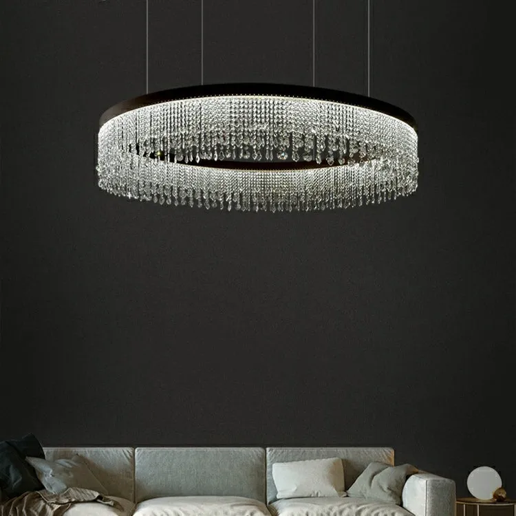 Multi-piece Tiered Crystal Living Room Chandelier Three Layers Round Ceiling Pendant Light Fixture For Foyer Hall/ Staircase