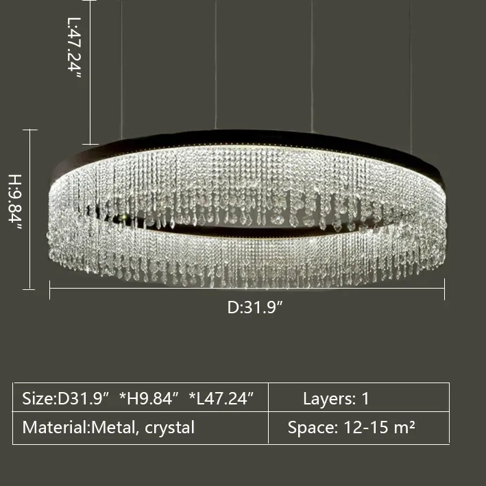 Multi-piece Tiered Crystal Living Room Chandelier Three Layers Round Ceiling Pendant Light Fixture For Foyer Hall/ Staircase