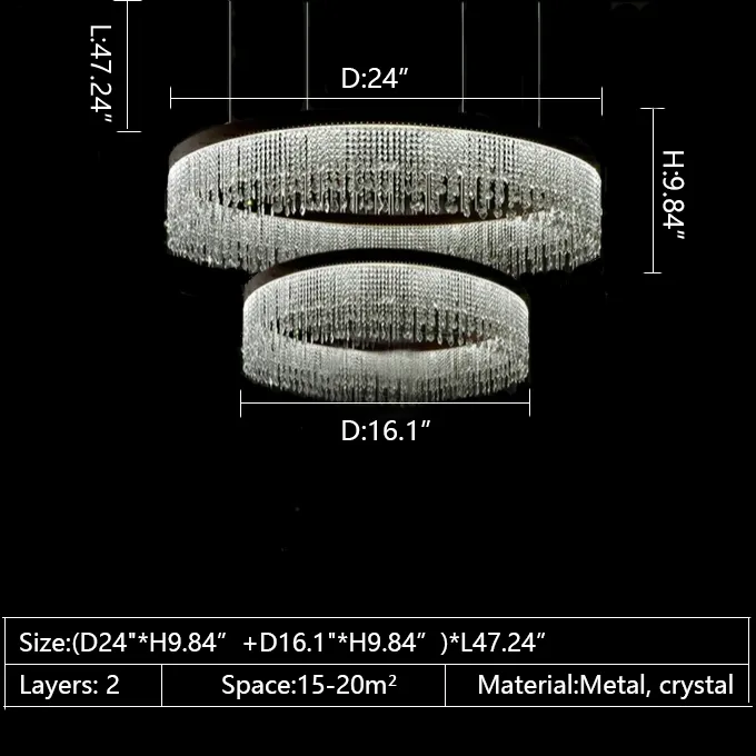 Multi-piece Tiered Crystal Living Room Chandelier Three Layers Round Ceiling Pendant Light Fixture For Foyer Hall/ Staircase