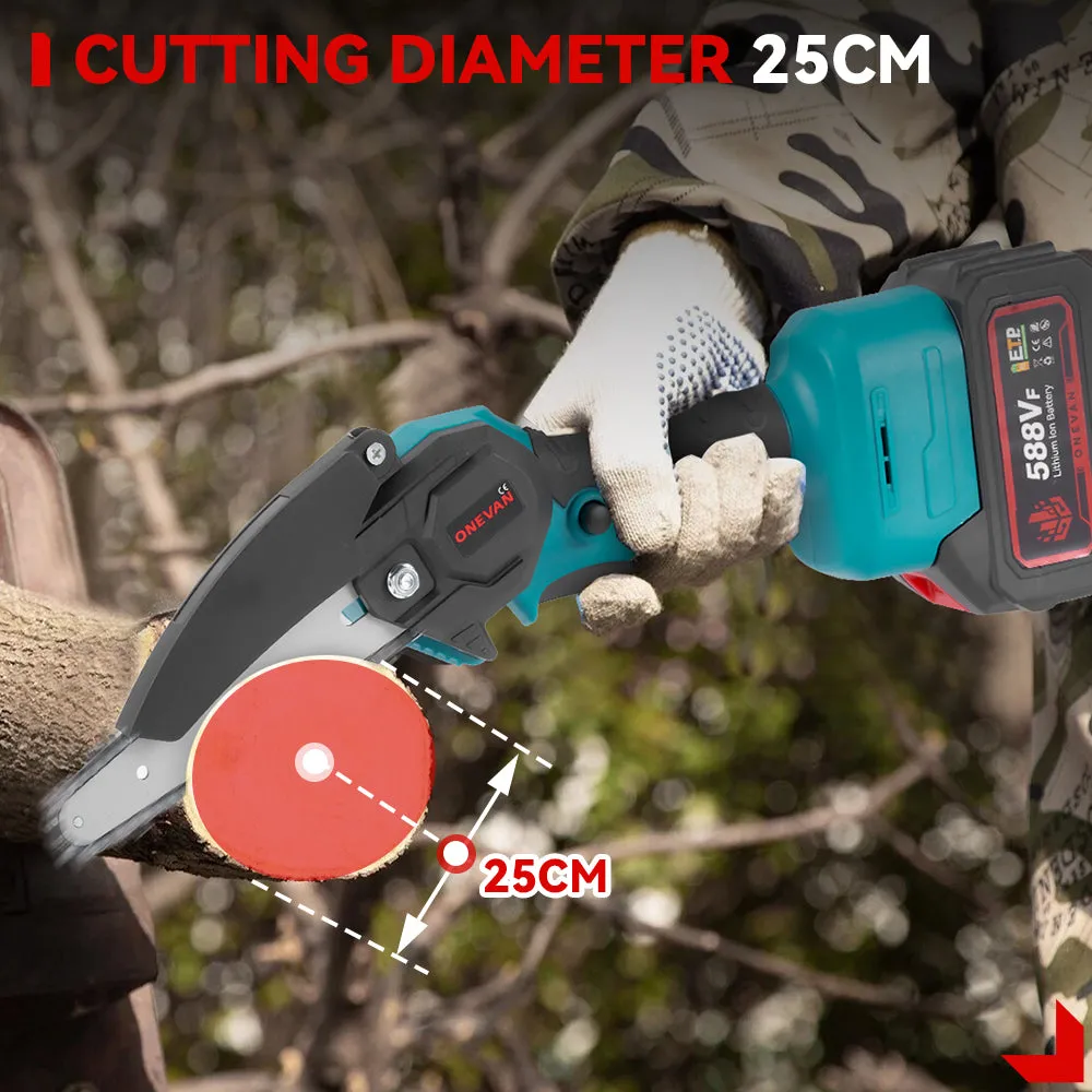 ONEVAN 6" Chainsaw & 25mm Pruner Brushless Cordless 2‑Pc. Combo Kit 6.0Ah