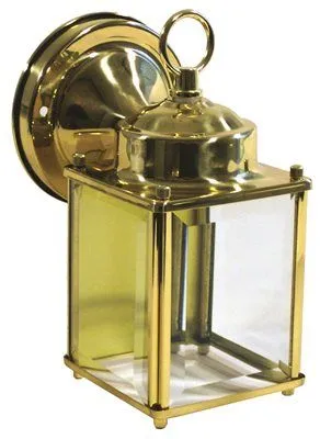 Outdoor Wall Lantern Polished Brass 4-1/2 X 8 X 5-7/8 Inch  Uses (1) 60-Watt Medium Base Lamp