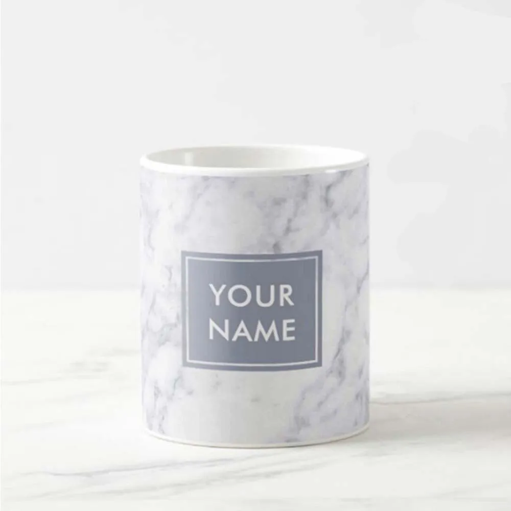 Personalized Coffee Travel Mugs - White Marble