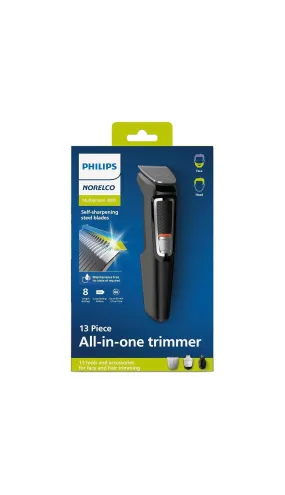 Philips Norelco Dual Voltage Rechargeable Trimmer Multigroomer 13 Piece Mens Grooming Kit MG3740