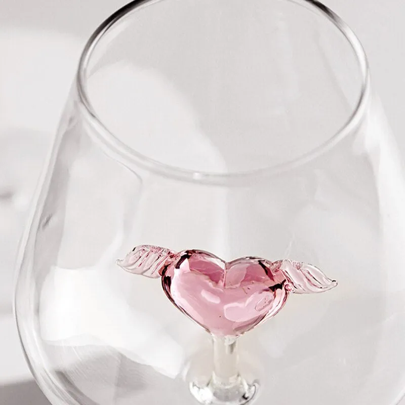 Pink Love Wings Glass Cup & Goblet