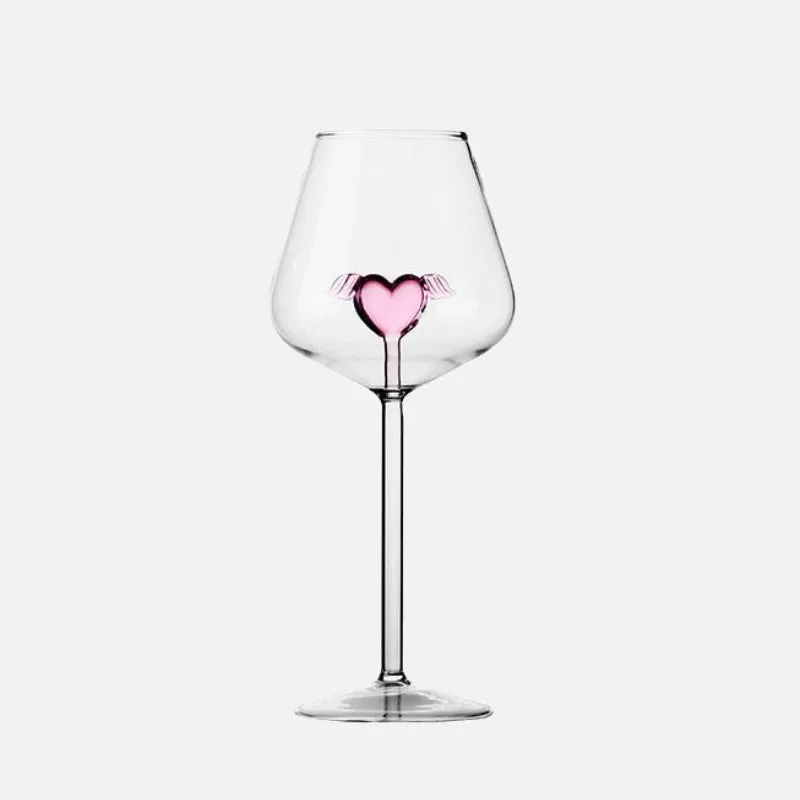 Pink Love Wings Glass Cup & Goblet