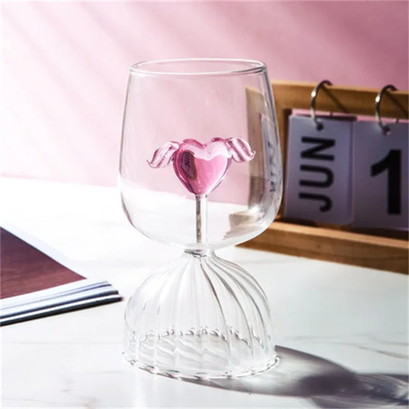 Pink Love Wings Glass Cup & Goblet