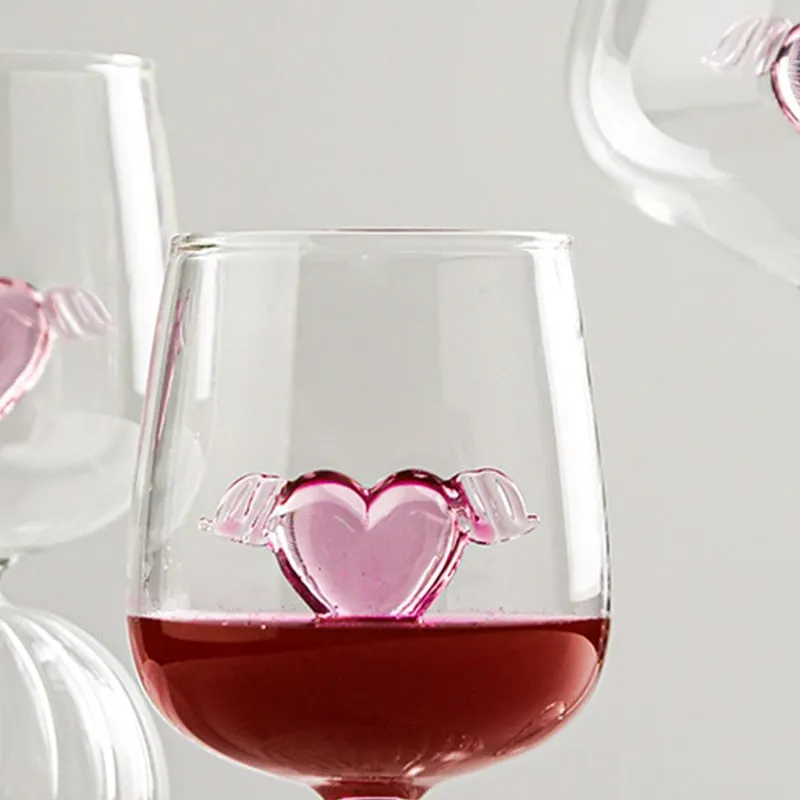 Pink Love Wings Glass Cup & Goblet