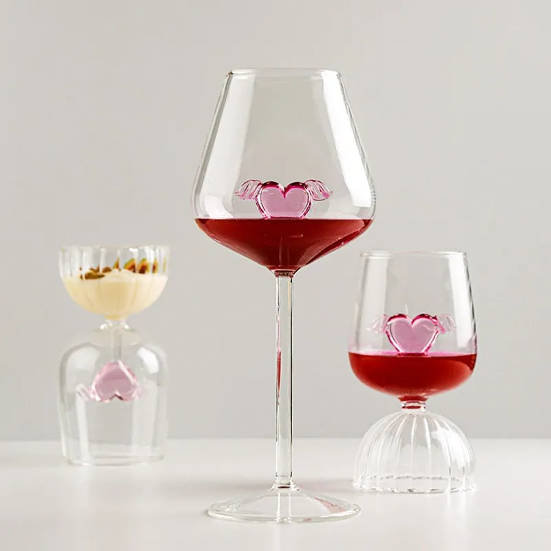 Pink Love Wings Glass Cup & Goblet