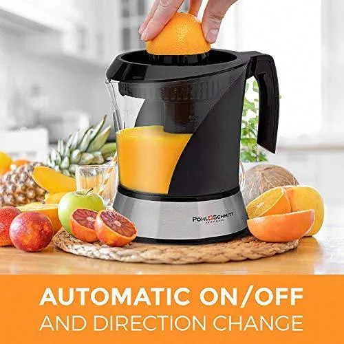 Pohl Schmitt Deco-Line Citrus Juicer Machine Extractor - Large Capacity 34oz (1L) Easy-Clean, Featuring Pulp Control Technology