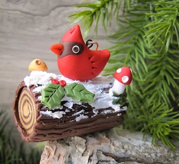 Premo! Cardinal Yule Log Ornament