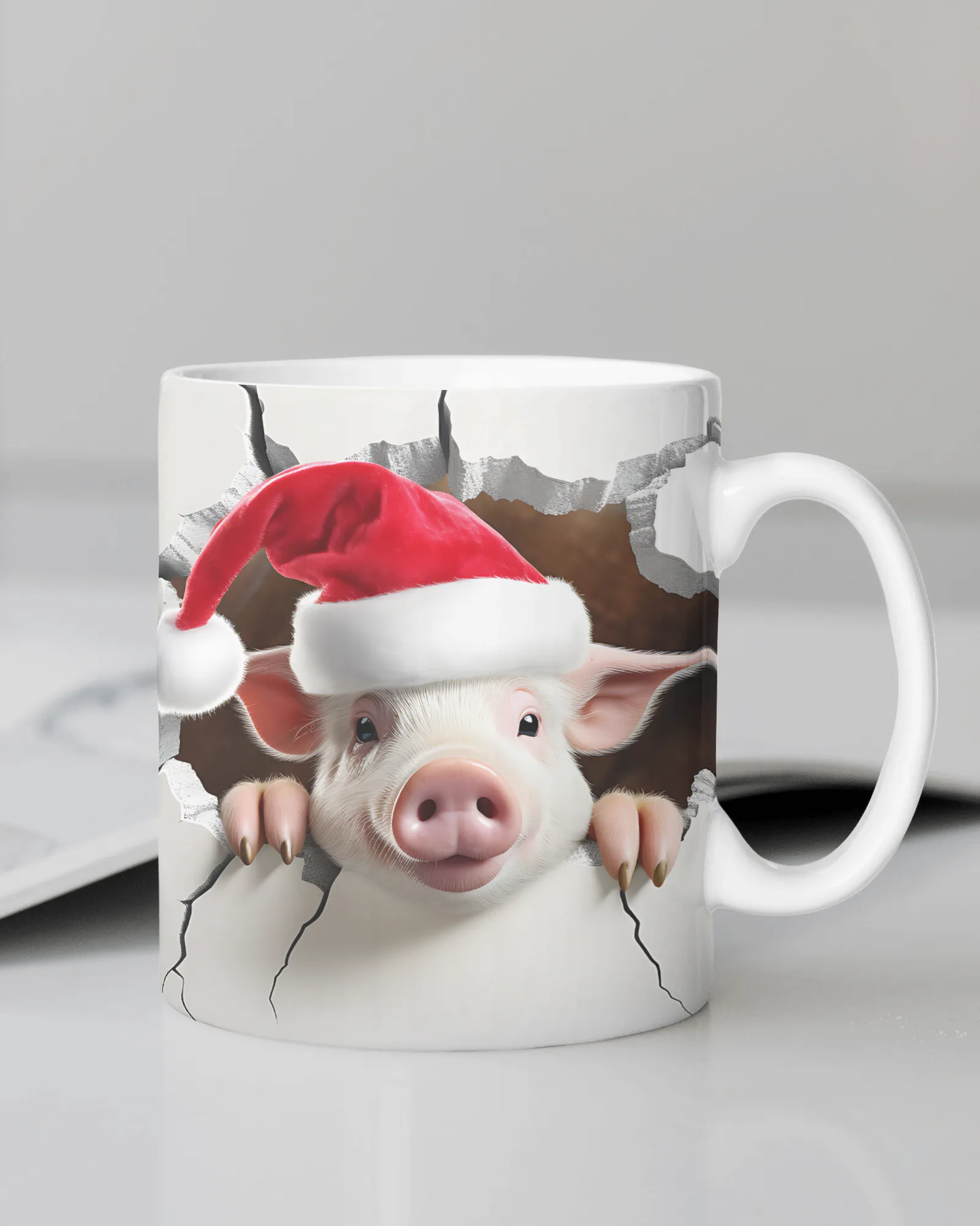 "Pig with Santa Hat" 12 Oz Mug