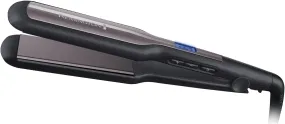 Remington Hair Straightener Advanced Ceramic coating for Sleek & smooth glide, Wide longer length 110mm floating plates, Digital display, Heat proof pouch, Up to 230°C, S5525 Black Grey