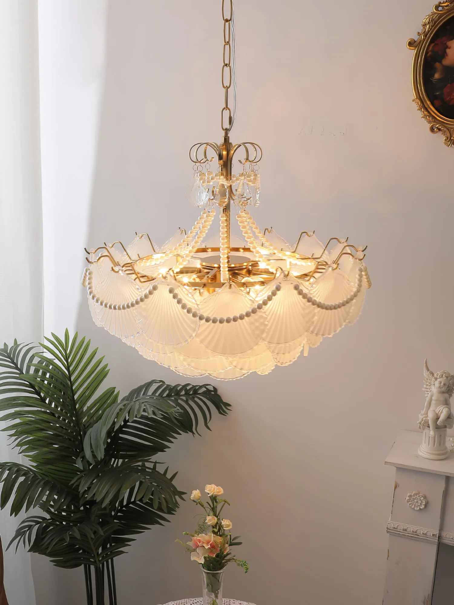 Shell Shade Crystal Chandelier