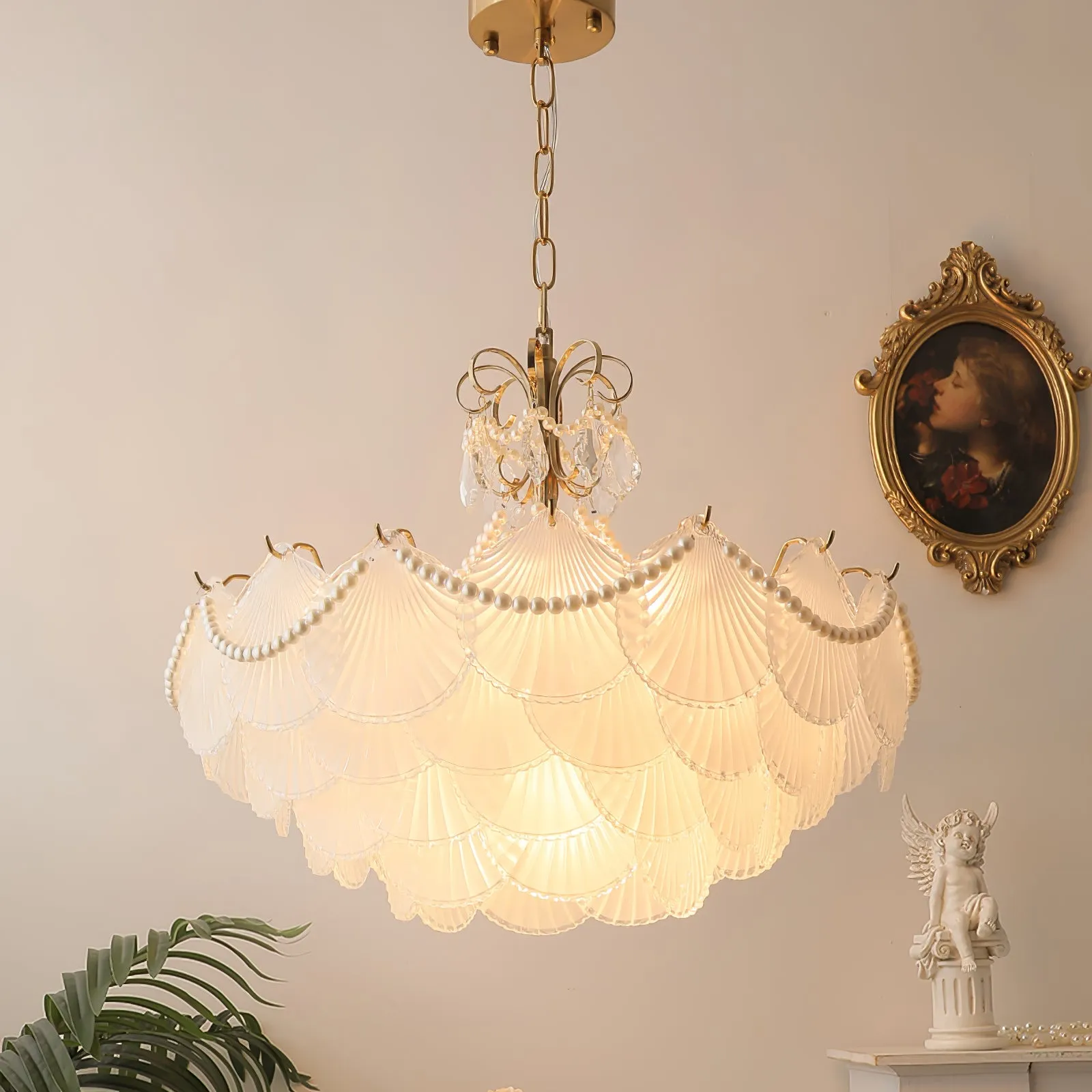 Shell Shade Crystal Chandelier