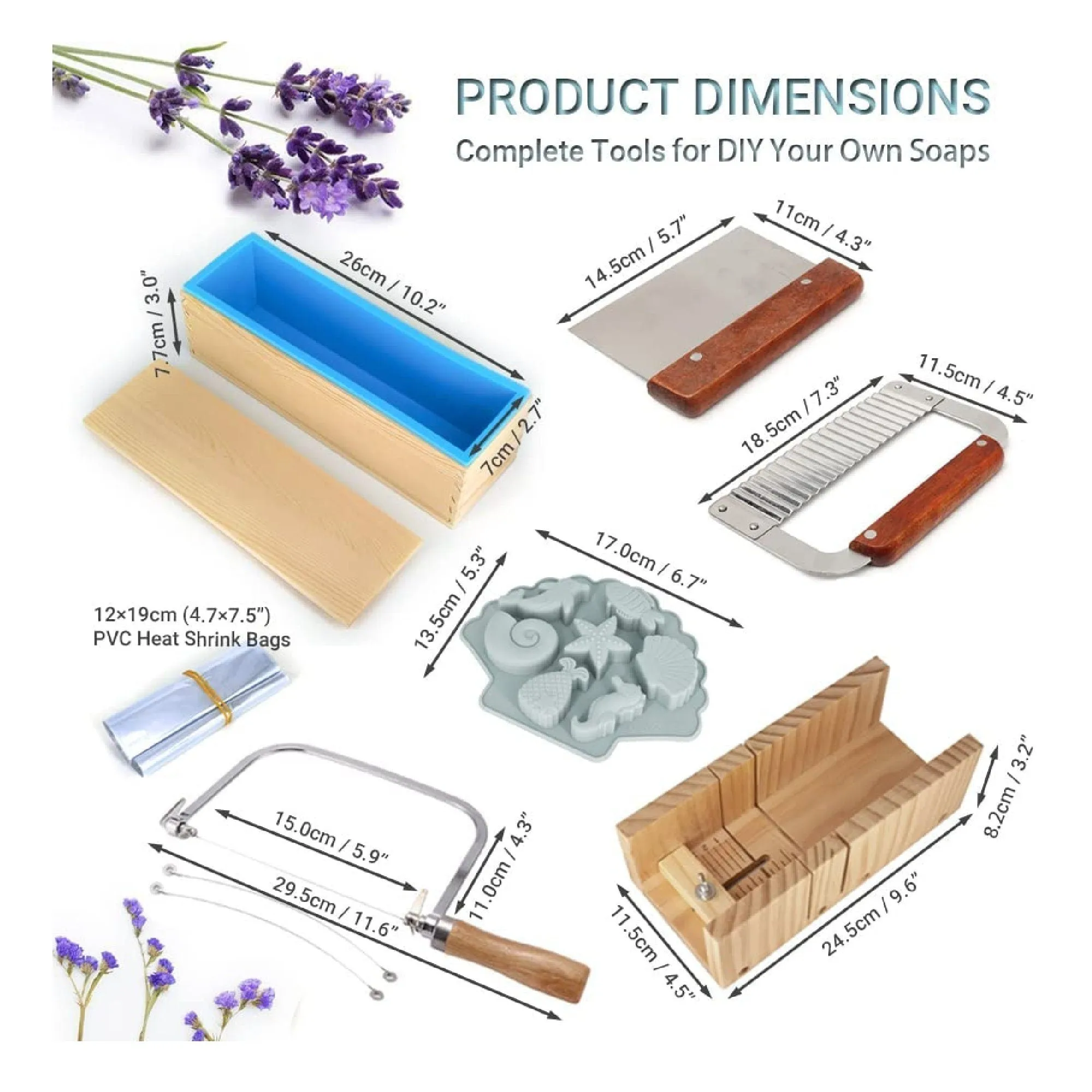 Soap Making Supplies Kit | DIY Soap Making Tools Include 42oz Flexible Silicone Loaf Soap Mold