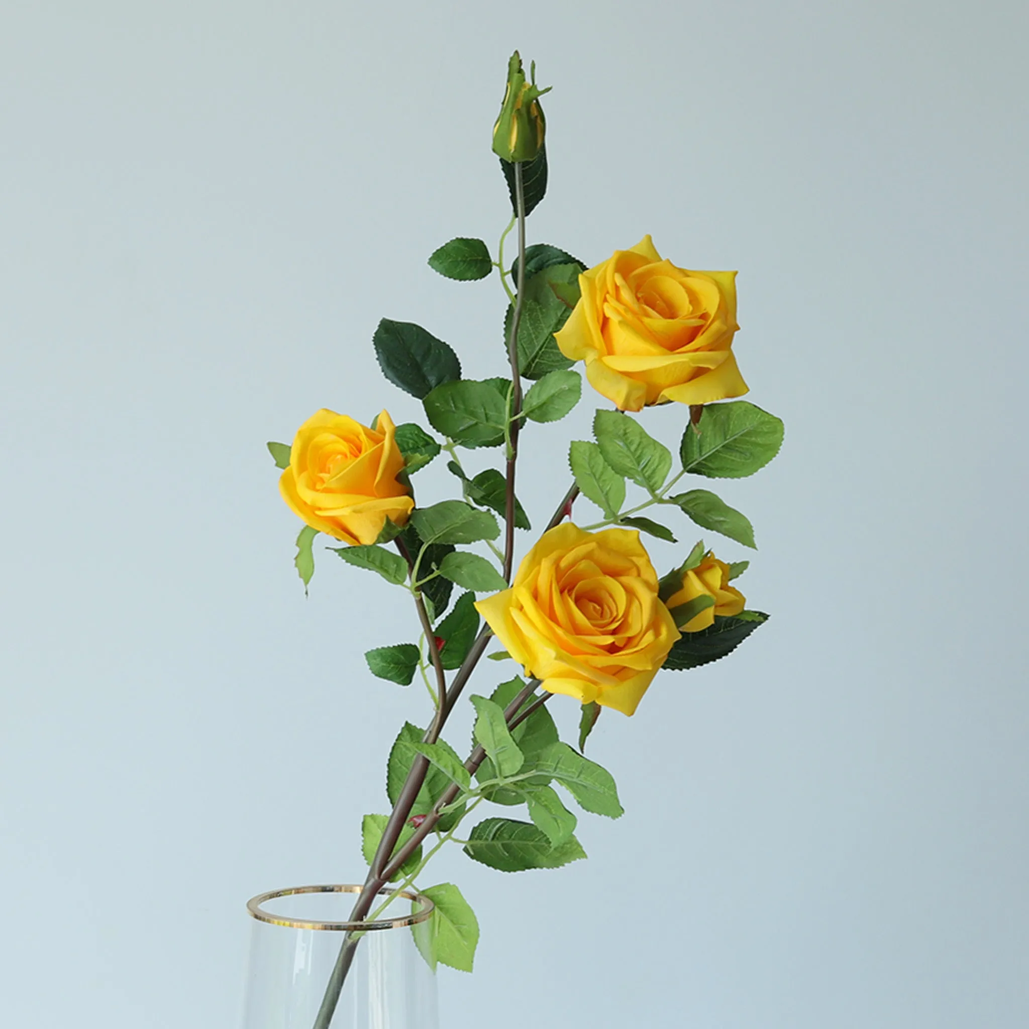 Spray Real Touch Roses Artificial Flowers 5 Colors