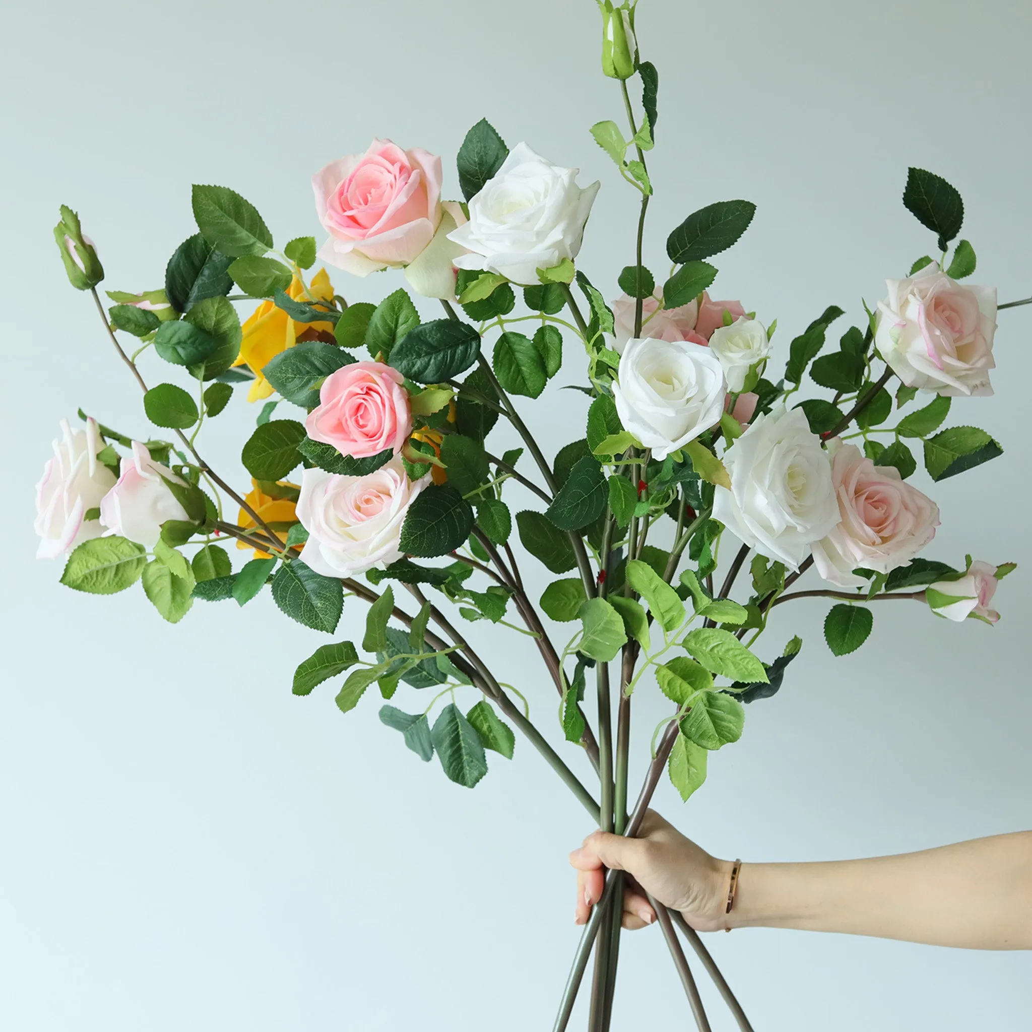 Spray Real Touch Roses Artificial Flowers 5 Colors