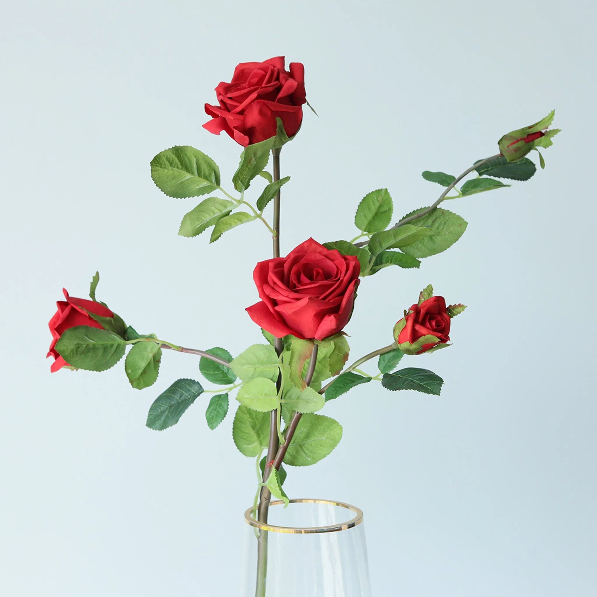 Spray Real Touch Roses Artificial Flowers 5 Colors