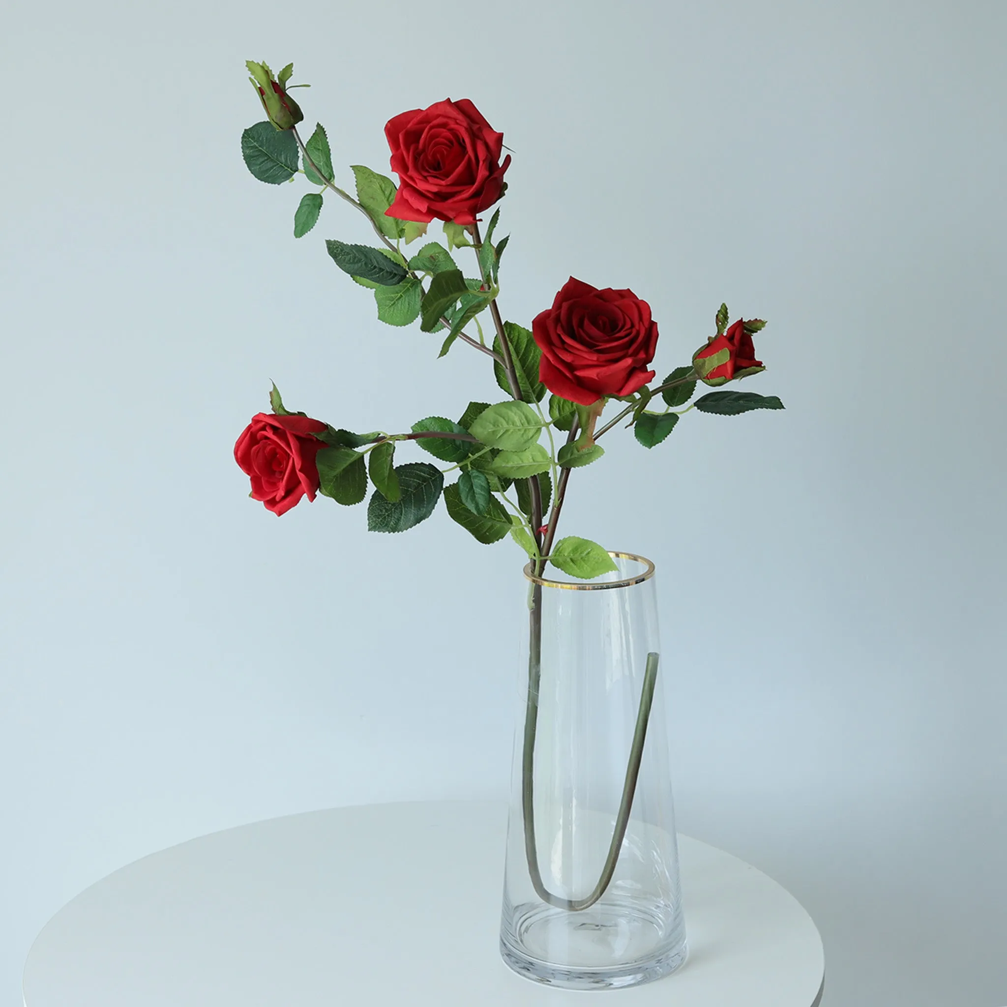 Spray Real Touch Roses Artificial Flowers 5 Colors