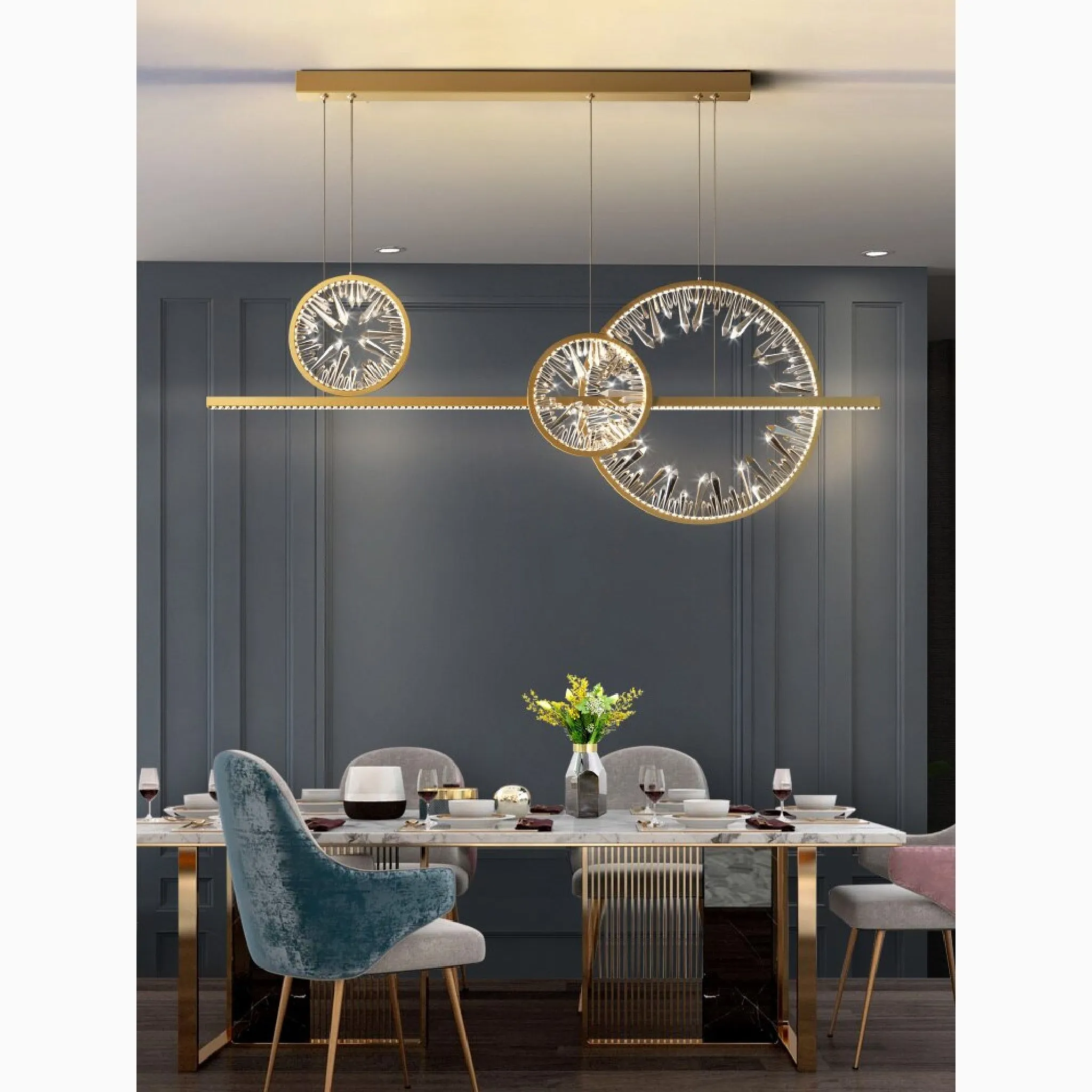 Tielt | Broken Glass Design Crystal Rings Hanging LED Art Chandelier