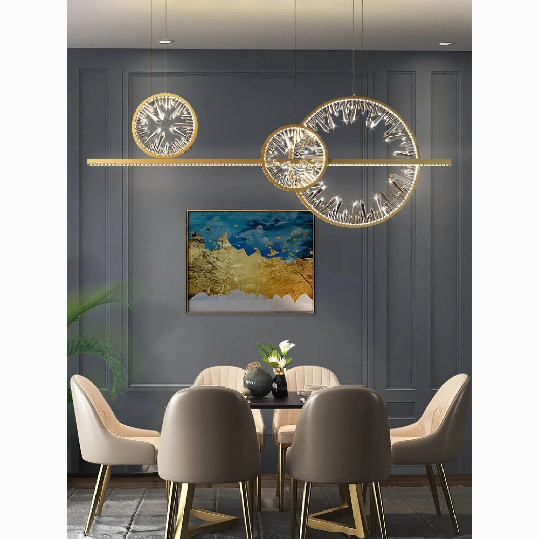 Tielt | Broken Glass Design Crystal Rings Hanging LED Art Chandelier