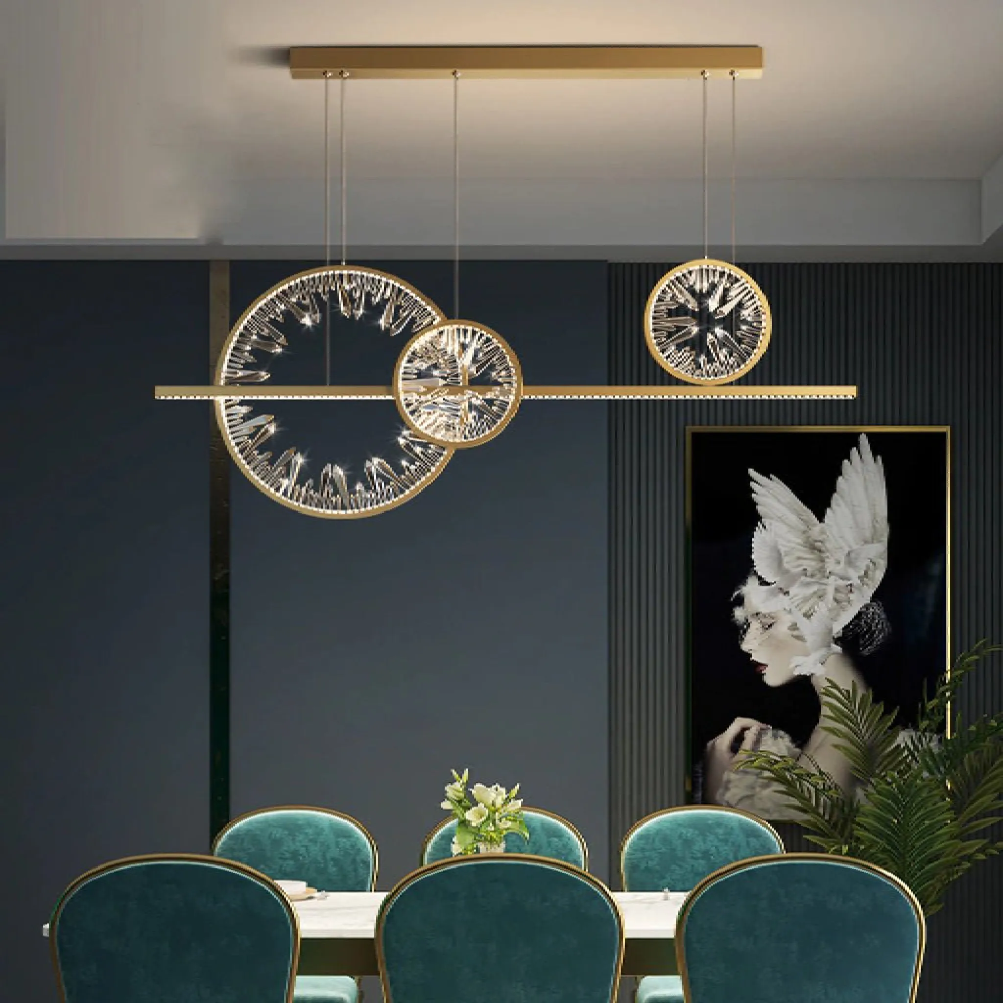 Tielt | Broken Glass Design Crystal Rings Hanging LED Art Chandelier