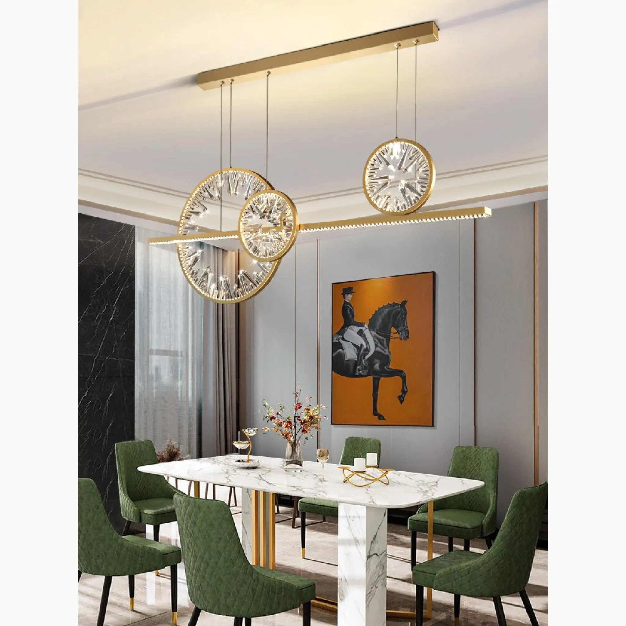 Tielt | Broken Glass Design Crystal Rings Hanging LED Art Chandelier