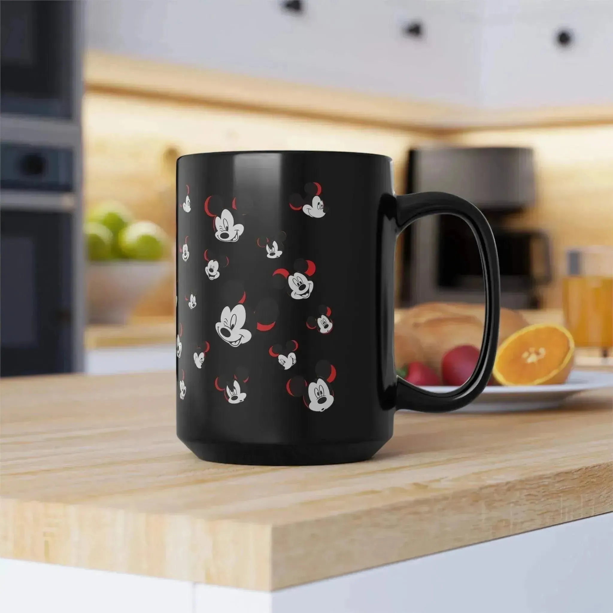 Unique Funny Mickey Head Black Ceramic Mug