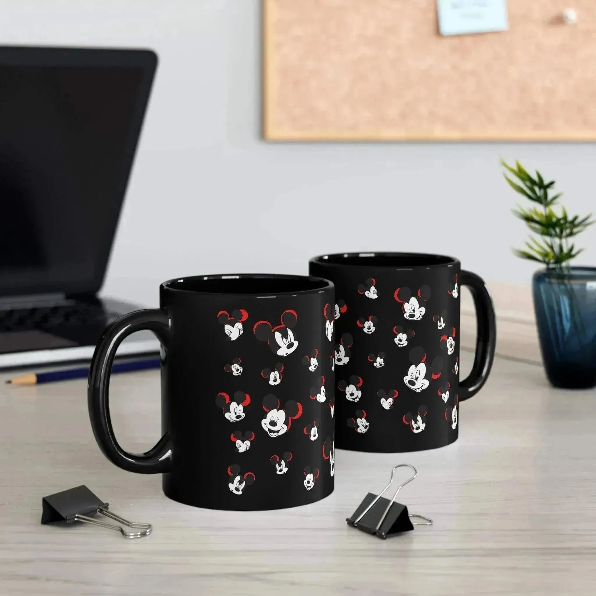 Unique Funny Mickey Head Black Ceramic Mug