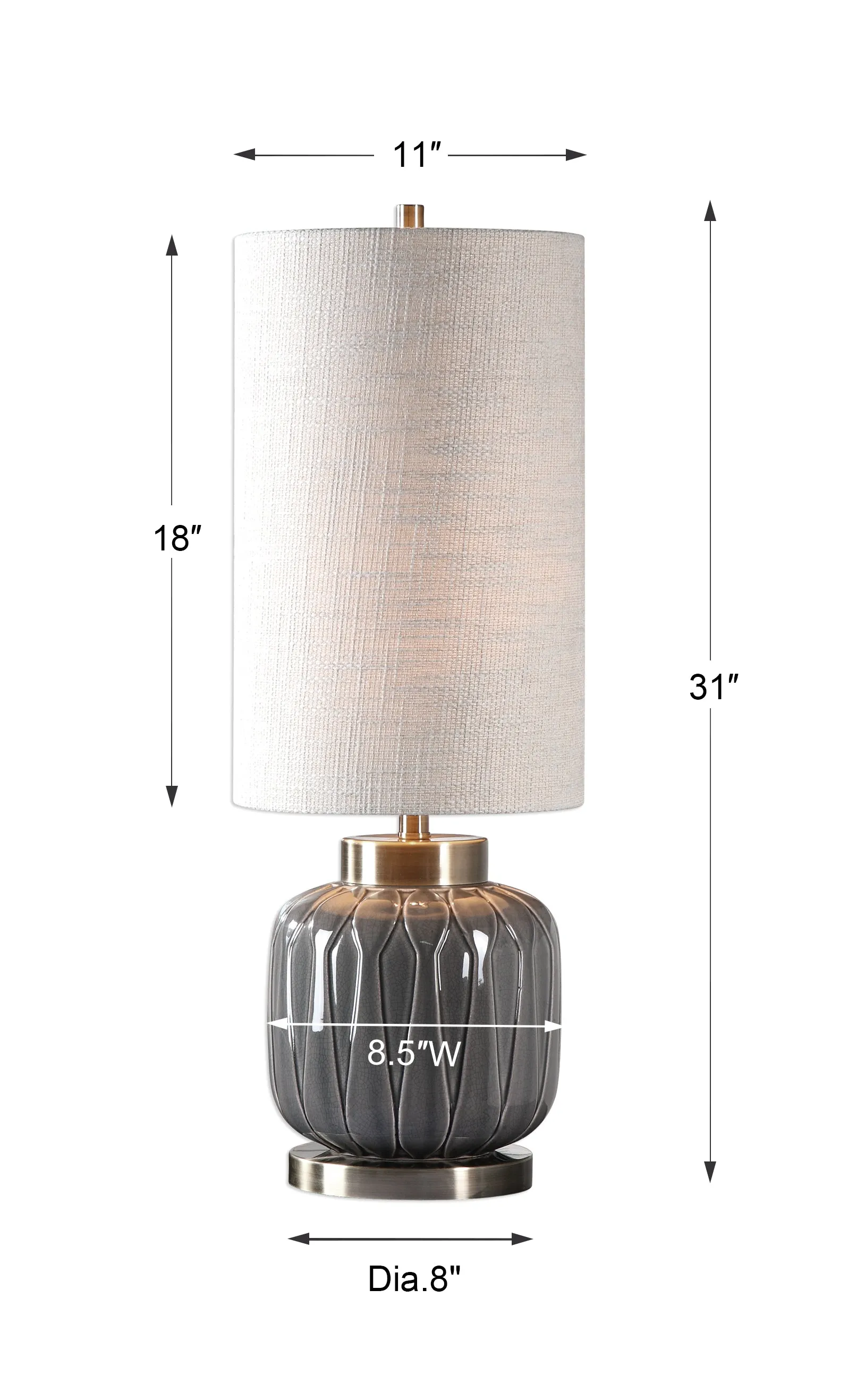 Uttermost Zahlia Aged Gray Ceramic Lamp