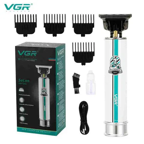 VGR V-079 Salon Series Professional Cordless Beard Hair Grooming Trimmers with 4 Guide Combs Brush USB Cord