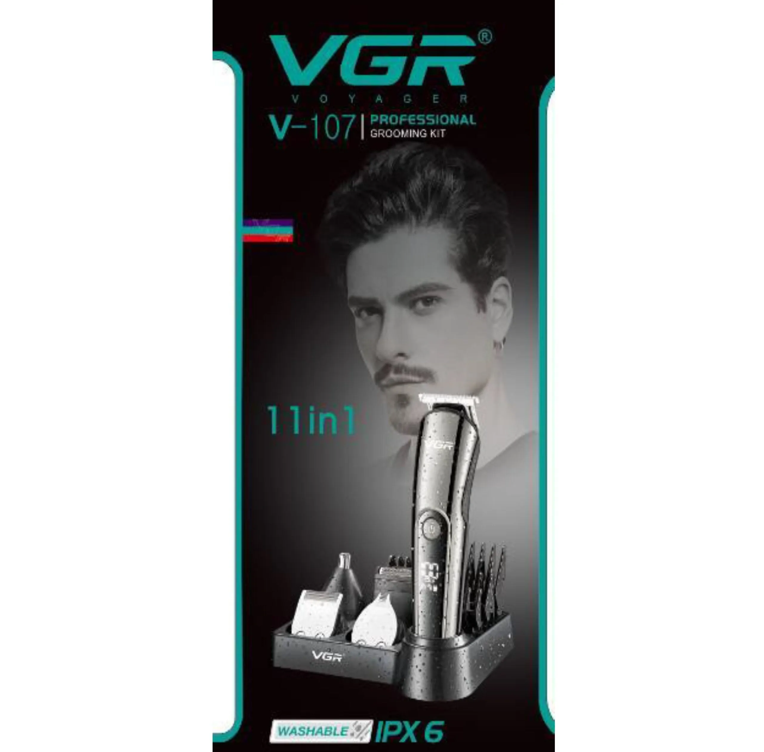 VGR V-107 Professional 11in1 IPX6 Washable Grooming Kit Trimmer for Men, 150 min Runtime