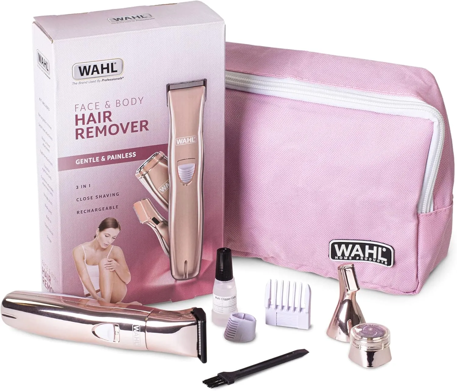 Wahl 3-in-1 Ladies Face & Body Hair Remover – Hair Trimmer, Rotary Shaver, Eyebrow Shaper with Comb Attachment