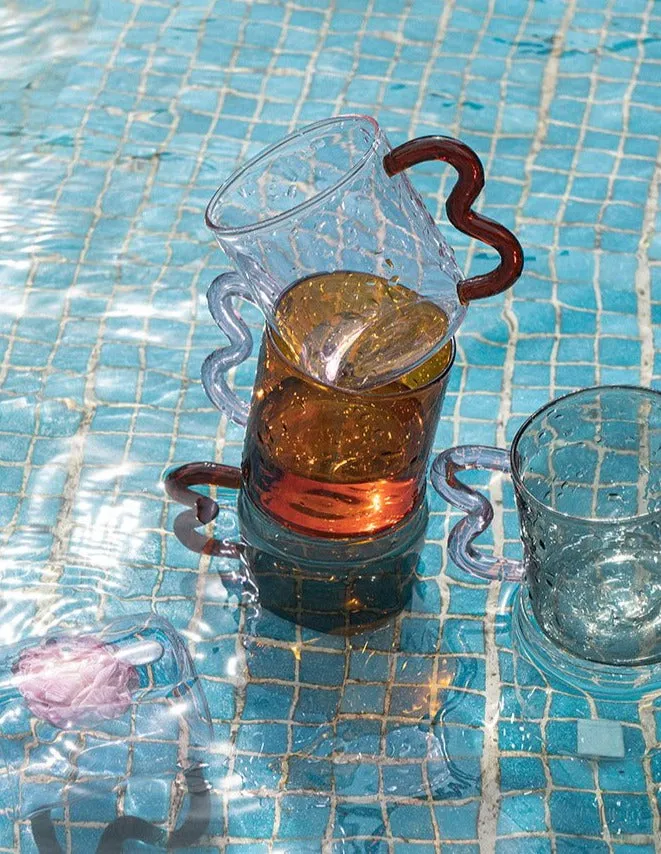 Wavy Handle Glass Mugs