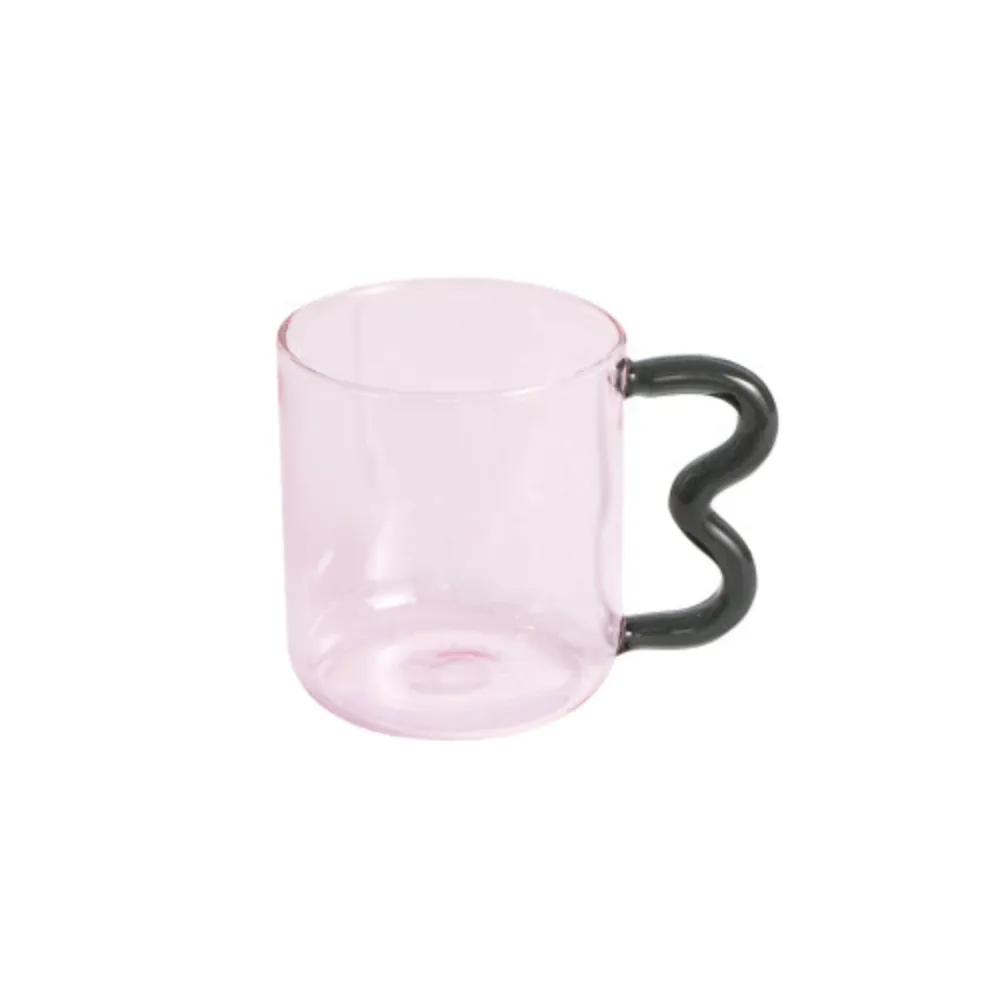 Wavy Handle Glass Mugs