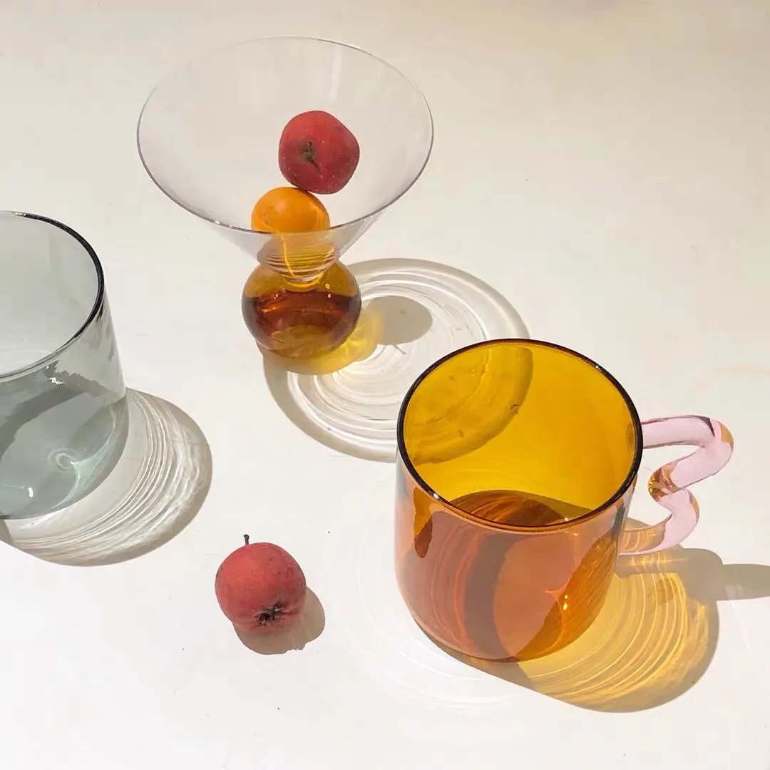 Wavy Handle Glass Mugs