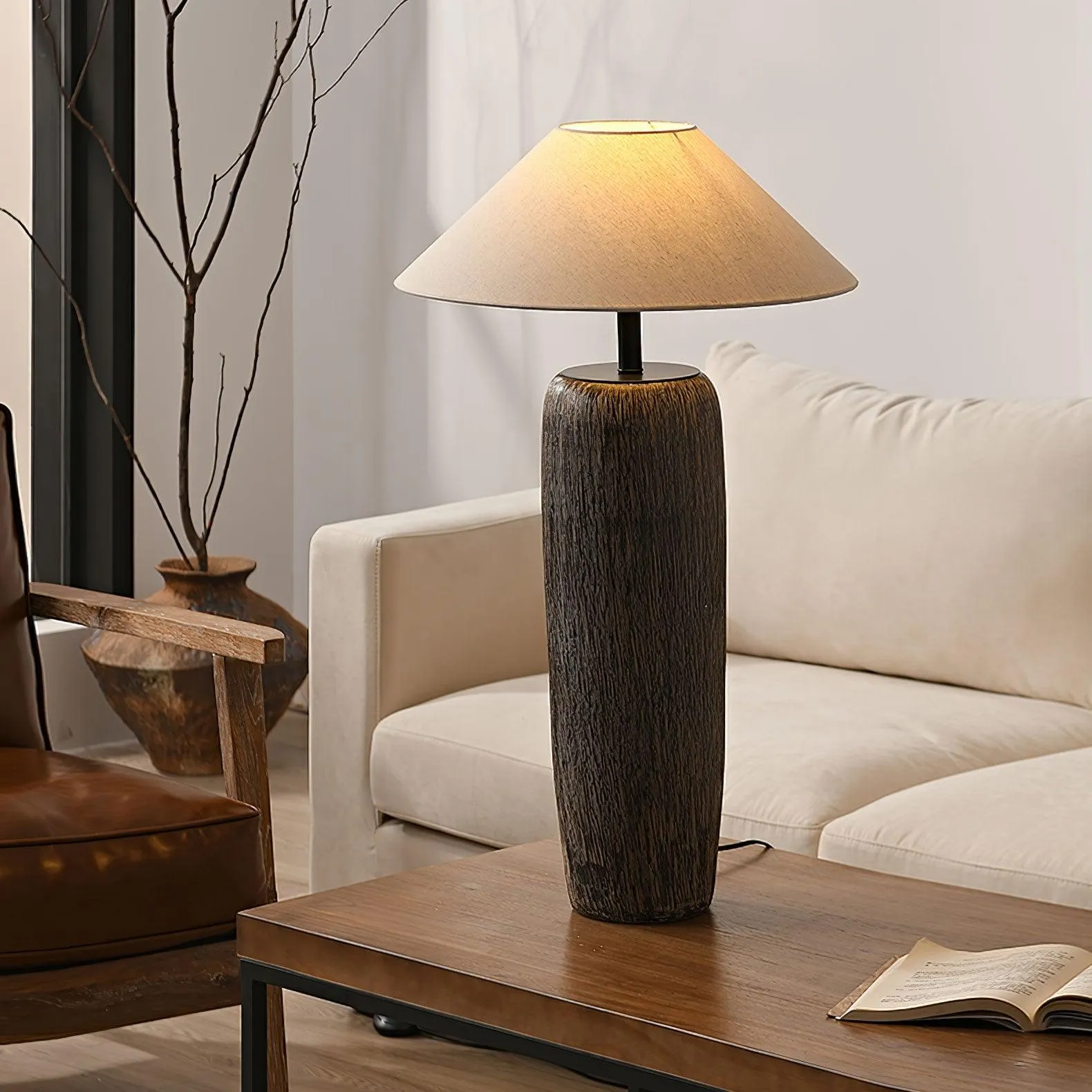 Weathered Wood Grain Floor Lamp