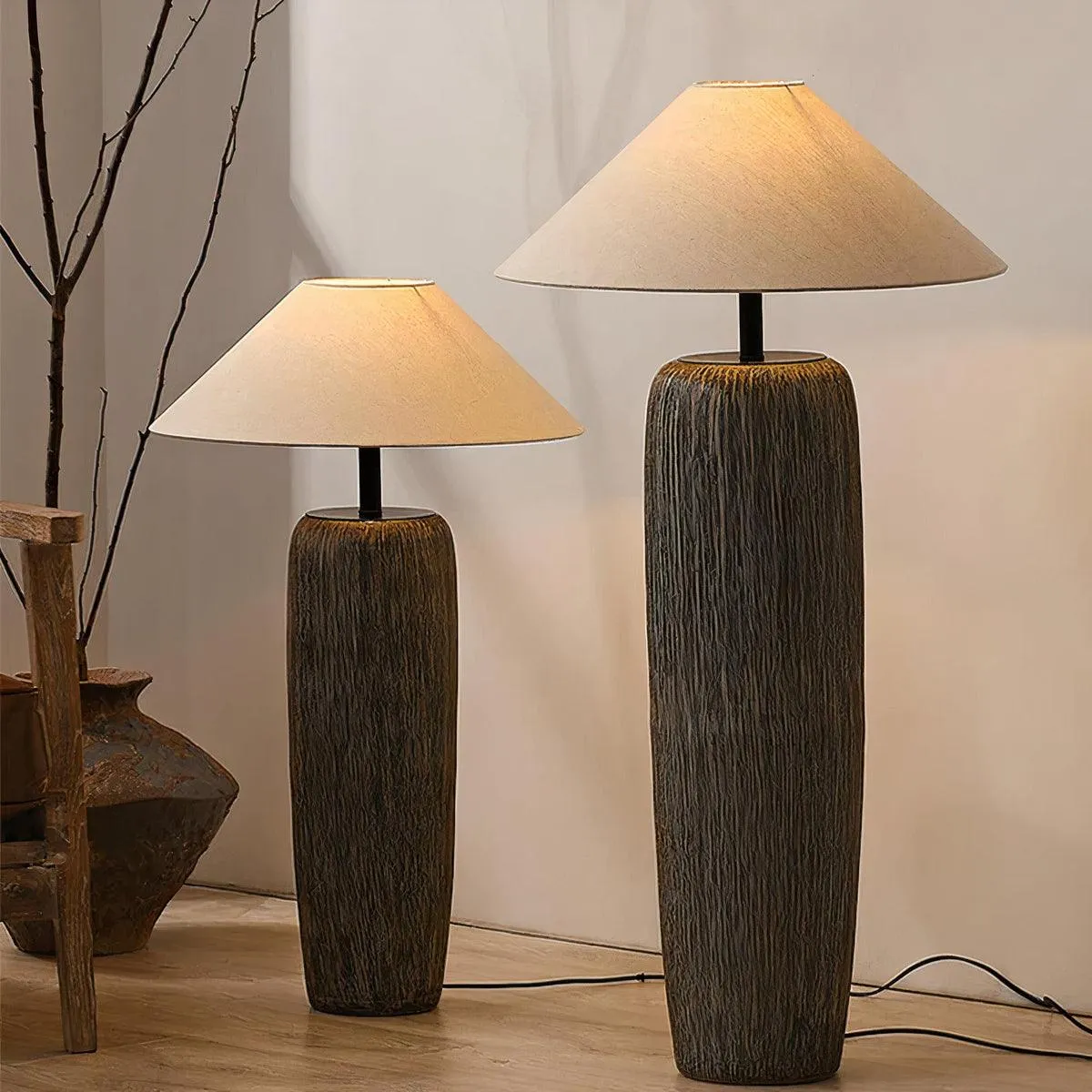 Weathered Wood Grain Floor Lamp