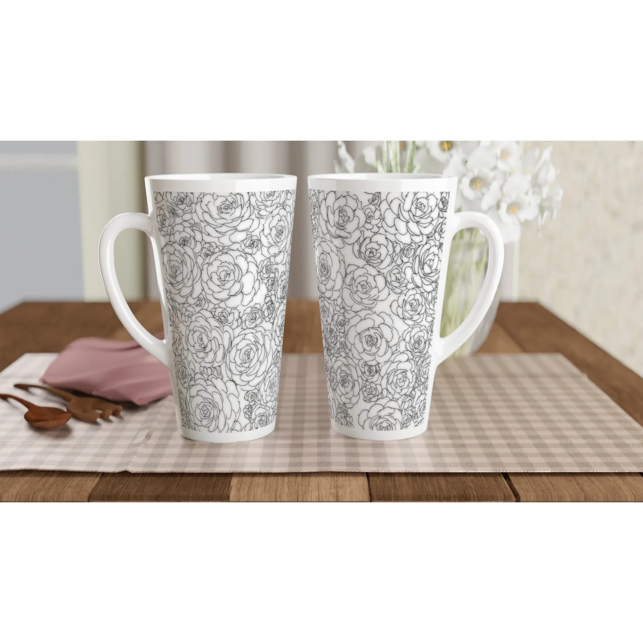 White Succulent White Latte 17oz Ceramic Mug