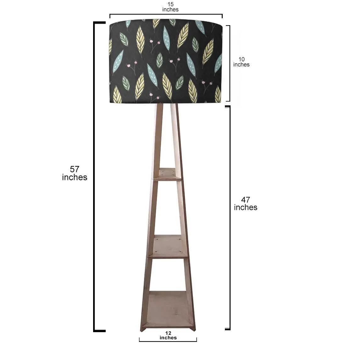 Wooden Column Floor Lamp for Bedside Light - Wheat Leaves